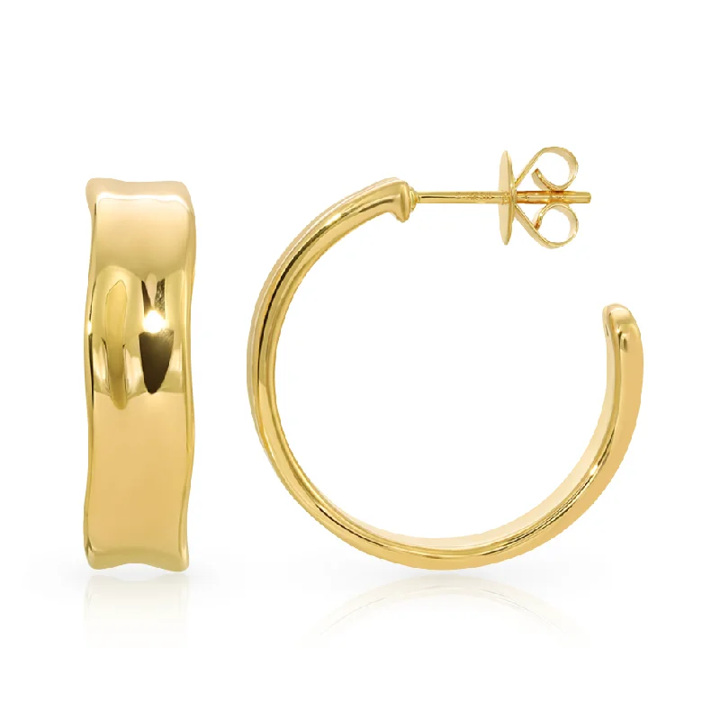 Timeless Elegance At Unbelievable Discounts Flat Wavy Hoops