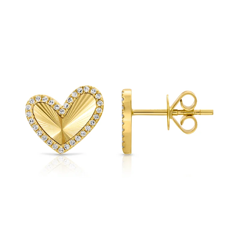 Shop Handcrafted Jewelry At Special Promotional Rates Fluted Asymmetrical Diamond Heart Shape Studs