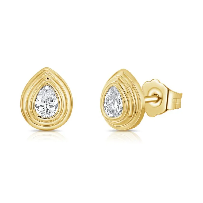 Exclusive Jewelry Offers – Shine For Less Pear Fluted Diamond Studs