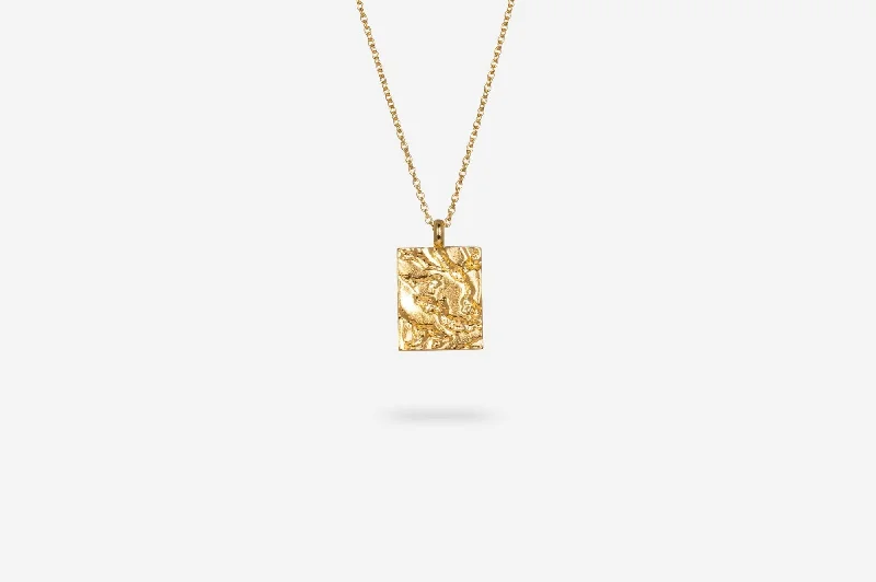 Luxury Handcrafted Jewelry For Elegant Looks IX Rustic Square Gold Plated Pendant