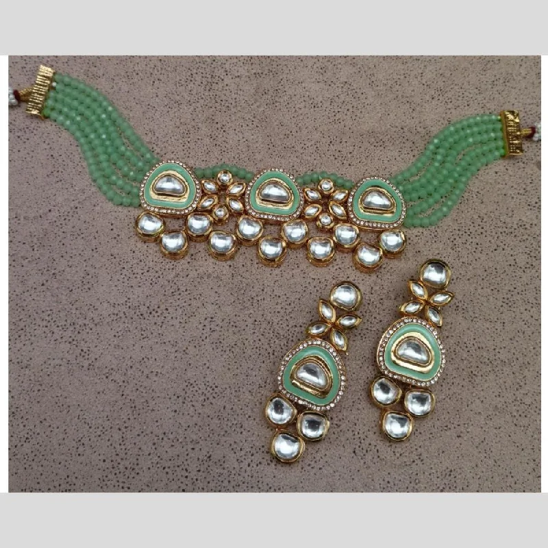 Premium Diamond Jewelry For Unforgettable Moments FS Collection Gold Plated Kundan Stone And Beads Choker Necklace Set Premium Diamond Jewelry For Unforgettable Moments FS Collection Gold Plated Kundan Stone And Beads Choker Necklace Set