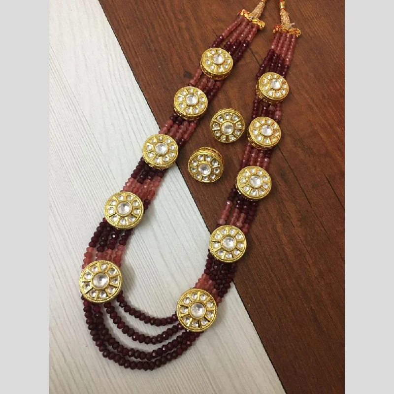 Fashion-Forward Geometric Jewelry For Contemporary Style FS Collection Gold Plated Kundan Stone And Beads Necklace Set Fashion-Forward Geometric Jewelry For Contemporary Style FS Collection Gold Plated Kundan Stone And Beads Necklace Set