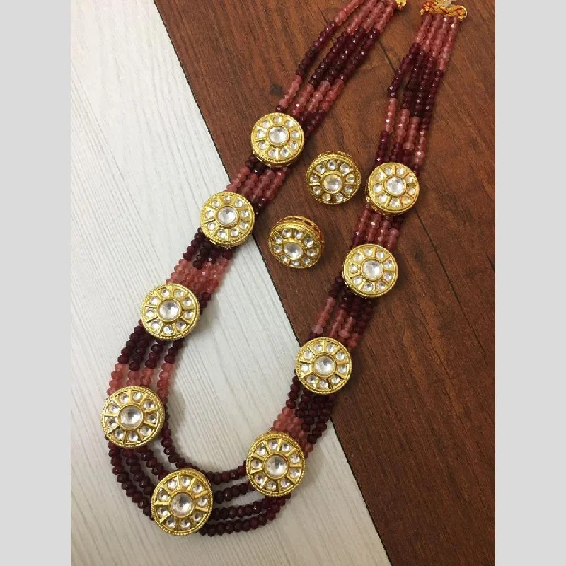 Romantic Heart-Shaped Jewelry For Special Gifts FS Collection Gold Plated Kundan Stone And Beads Necklace Set Romantic Heart-Shaped Jewelry For Special Gifts FS Collection Gold Plated Kundan Stone And Beads Necklace Set