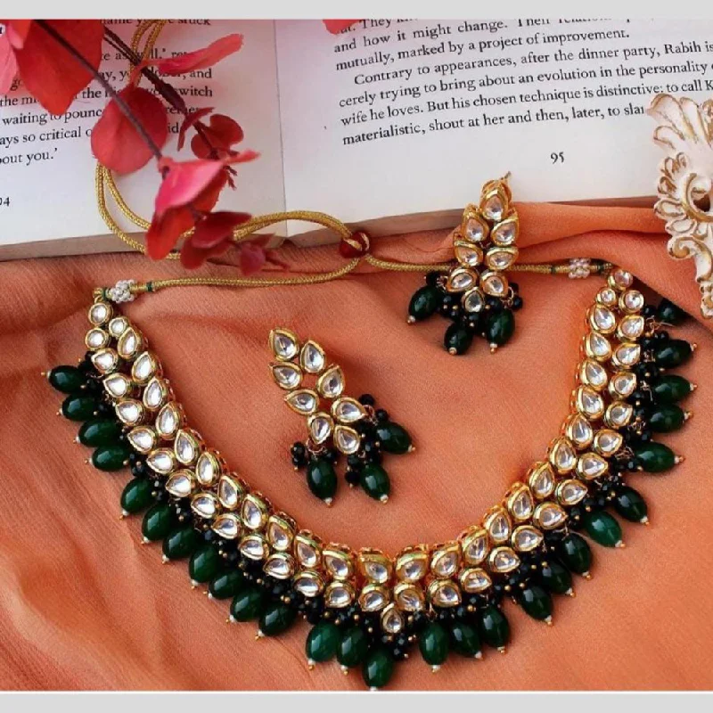 Eco-Friendly Sustainable Jewelry For Conscious Buyers FS Collection Gold Plated Kundan Stone And Beads Necklace Set Eco-Friendly Sustainable Jewelry For Conscious Buyers FS Collection Gold Plated Kundan Stone And Beads Necklace Set