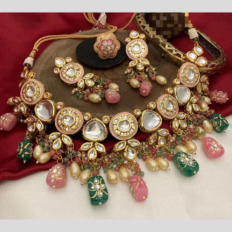 Your Perfect Accessory Now At The Best Price FS Collection Gold Plated Kundan Stone And Beads Necklace Set Your Perfect Accessory Now At The Best Price FS Collection Gold Plated Kundan Stone And Beads Necklace Set