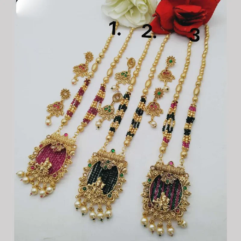 Trending Jewelry Now Available At Exclusive Prices FS Collection Gold Plated Long Necklace Set (1 Piece Only Assorted Design)
