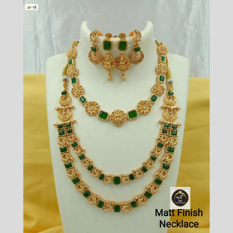 Huge Savings On Timeless Jewelry Collections FS Collection Matte Gold Plated Crystal Stone Temple Necklace Set Huge Savings On Timeless Jewelry Collections FS Collection Matte Gold Plated Crystal Stone Temple Necklace Set