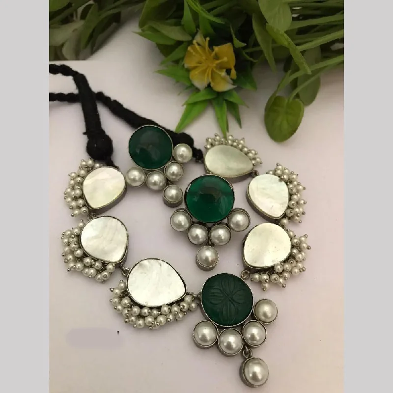 Personalized Jewelry At Special Discount Rates FS Collection Oxidised Plated Pearl Thread Necklace Set Personalized Jewelry At Special Discount Rates FS Collection Oxidised Plated Pearl Thread Necklace Set
