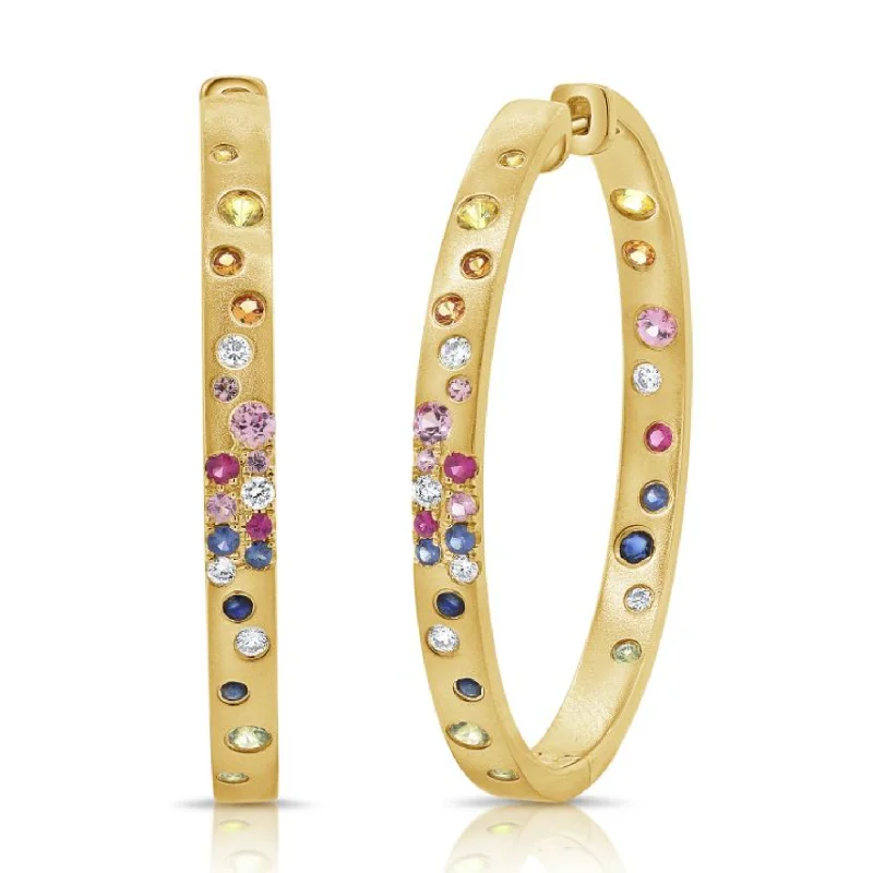 Flash Sale On Elegant Jewelry – Don't Miss Out Gemstone and Diamond Confetti Hoops