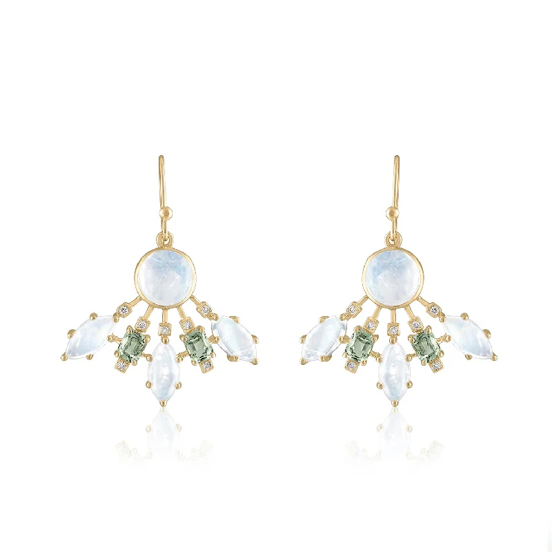 Discounted Luxury Jewelry – Shine Without The Splurge GLORY MOONSTONE AND SAPPHIRE EARRINGS