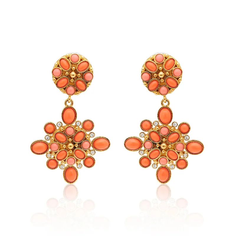Personalized Jewelry Sale – Meaningful Gifts At Great Prices Gold & Coral Cabochon Drop Clip Earrings
