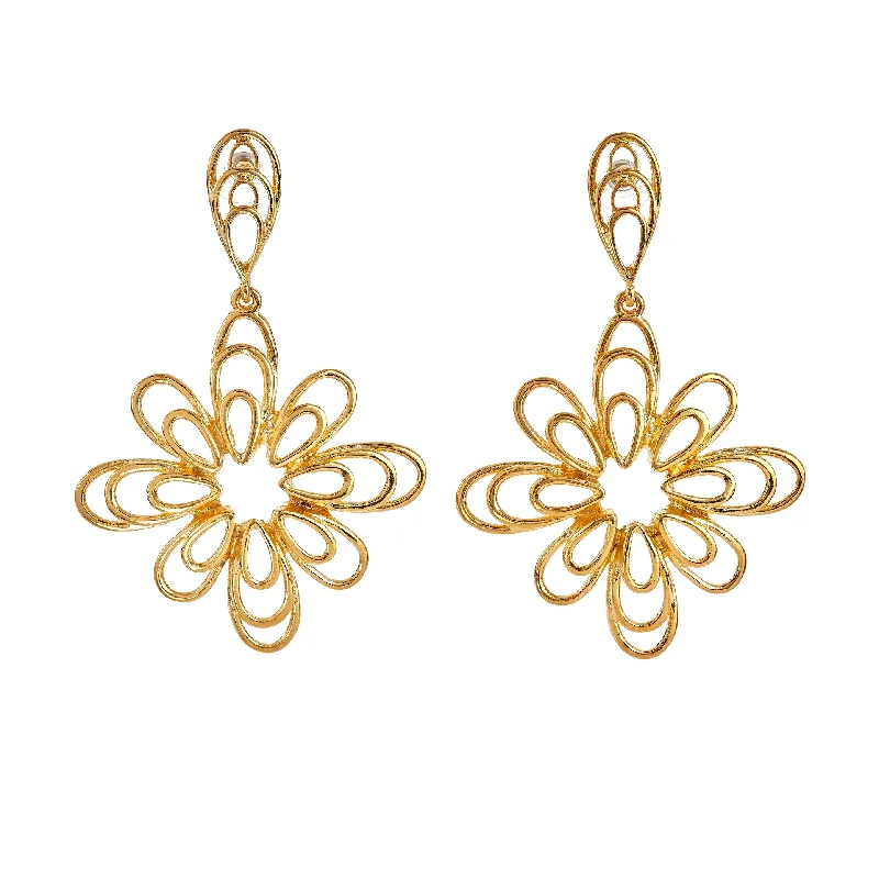 Flash Sale On Elegant Jewelry – Don't Miss Out Gold Flower Drop Earrings