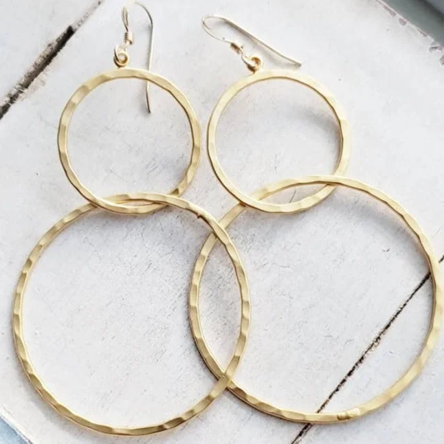 Personalized Jewelry At Special Discount Rates Gold Hammered Circle Hoops Earrings