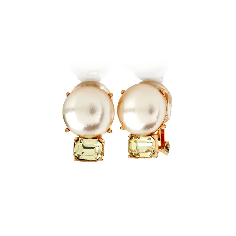 Waterproof Stainless Steel Jewelry For Lasting Beauty Gold & Pearl Double Stone Clip Earrings