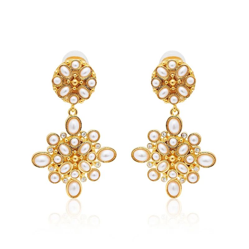 Bestselling Jewelry At Special Promotional Rates Gold & Pearl Cabochon Drop Clip Earrings Bestselling Jewelry At Special Promotional Rates Gold & Pearl Cabochon Drop Clip Earrings