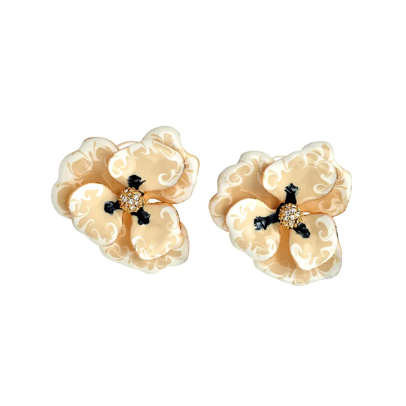 Limited-Time Offer On Premium Jewelry Collections Gold Tritone White Flower Earrings