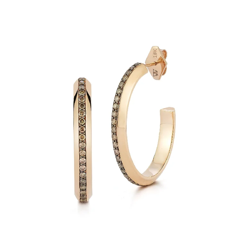 Luxury Jewelry Clearance – Shop Premium Styles Now GRANT 18K AND CHAMPAGNE DIAMOND KNIFE EDGE HOOP EARRINGS