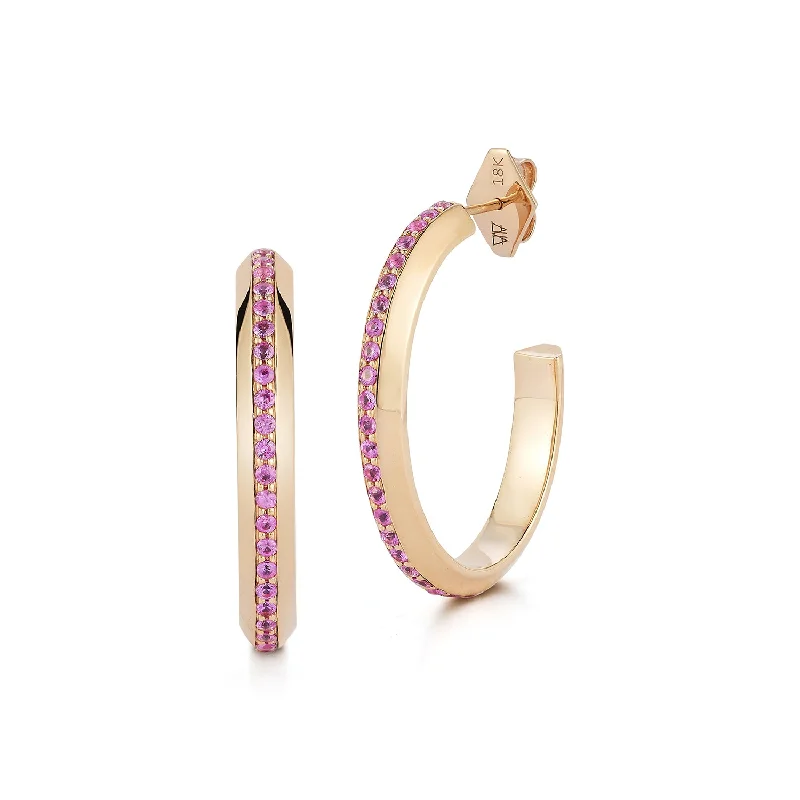 Best Jewelry Sale – Shop Exclusive Designs Now GRANT 18K AND PINK SAPPHIRE KNIFE EDGE HOOP EARRINGS