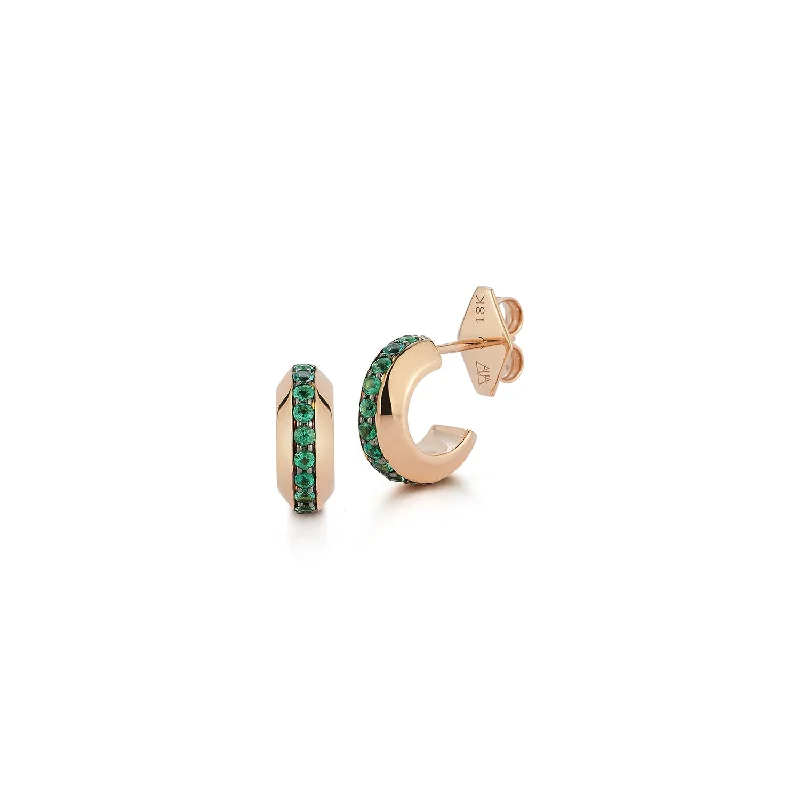 Luxury Jewelry At Unbeatable Discounts GRANT 18K GREEN EMERALD KNIFE EDGE HUGGIE EARRINGS