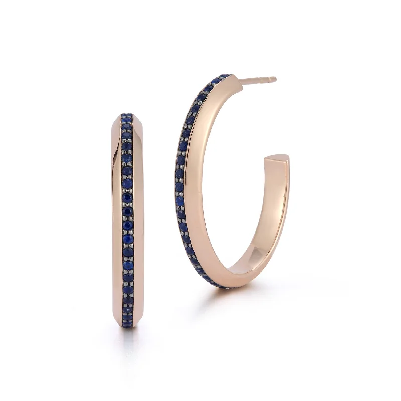Flash Deals On Fine Jewelry – Shop Before It's Gone GRANT 18K AND BLUE SAPPHIRE KNIFE EDGE HOOP EARRINGS