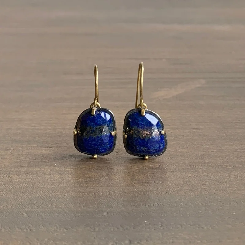 Affordable Glamour – Premium Jewelry For Less Carved Prong Set Lapis Earrings