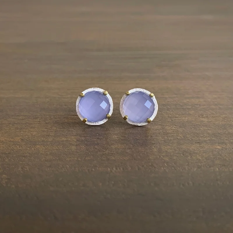 Timeless Jewelry At Special Discount Rates Prong Set Lilac Chalcedony Studs
