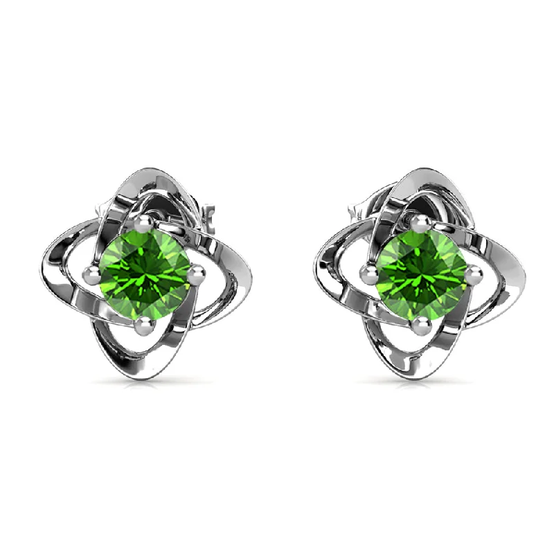 Delicate Crystal Jewelry For Sophisticated Charm Infinity August Birthstone Peridot Earrings 18k White Gold Plated Silver Birthstone Earrings with Swarovski Crystal