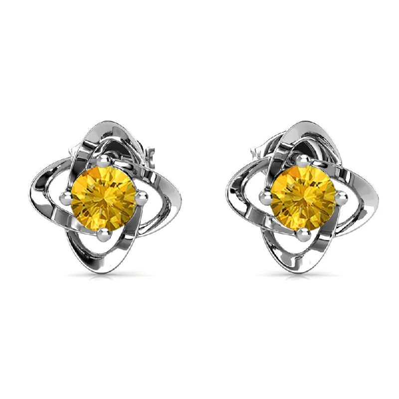 High-Quality Gemstone Jewelry For Special Occasions Infinity November Birthstone Peridot Earrings 18k White Gold Plated Silver Birthstone Earrings with Swarovski Crystals