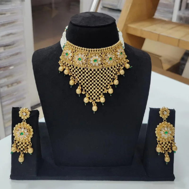 Limited-Time Offer On Elegant Jewelry Pieces JCM Gold Plated Pota Stone And Pearls Choker Necklace Set Limited-Time Offer On Elegant Jewelry Pieces JCM Gold Plated Pota Stone And Pearls Choker Necklace Set