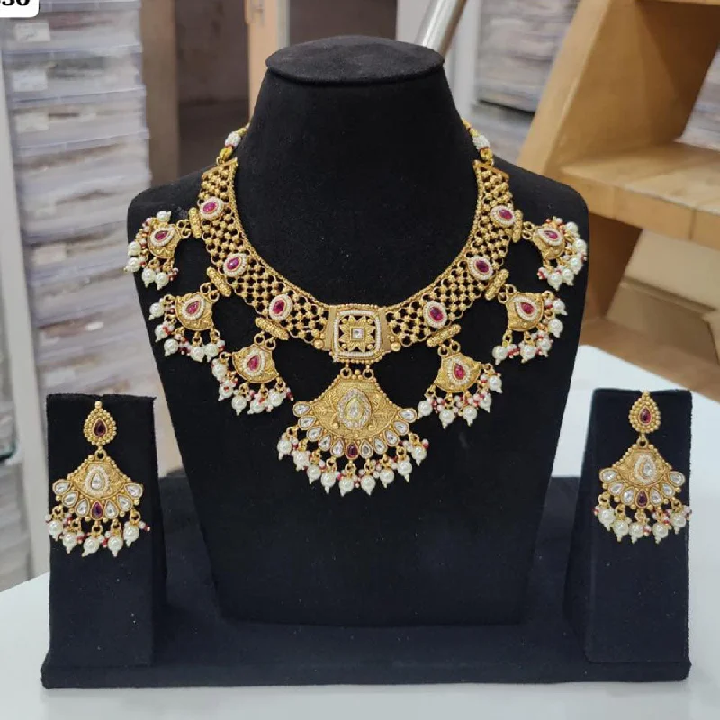 Shop Stylish Jewelry Now And Save Big JCM Gold Plated Pota Stone And Pearls Necklace Set Shop Stylish Jewelry Now And Save Big JCM Gold Plated Pota Stone And Pearls Necklace Set