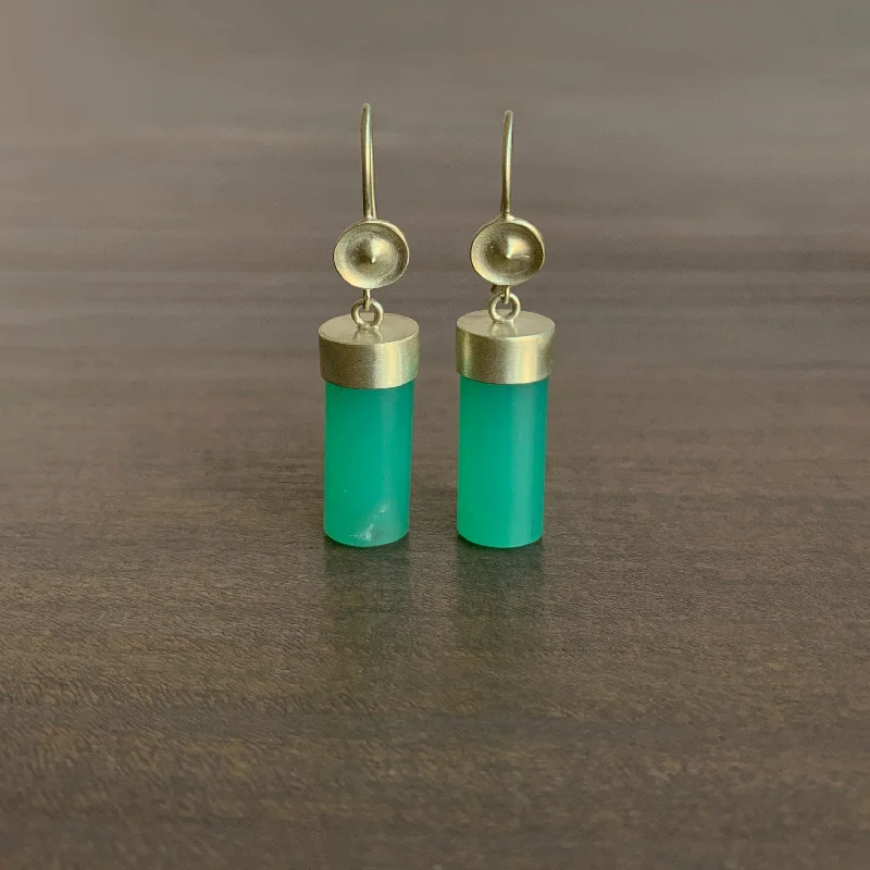 Personalized Jewelry Sale – Meaningful Gifts At Great Prices Temple Earrings with Chrysoprase Cylinders