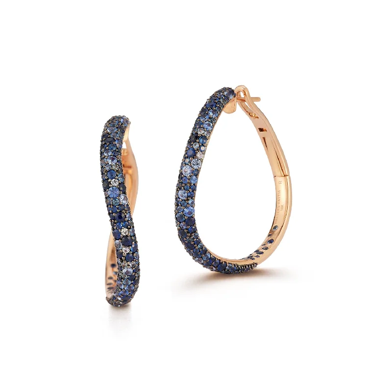 Must-Have Jewelry At Unbelievable Discounts JULIAN 18K GOLD AND BLUE SAPPHIRE CURVED HOOP EARRINGS