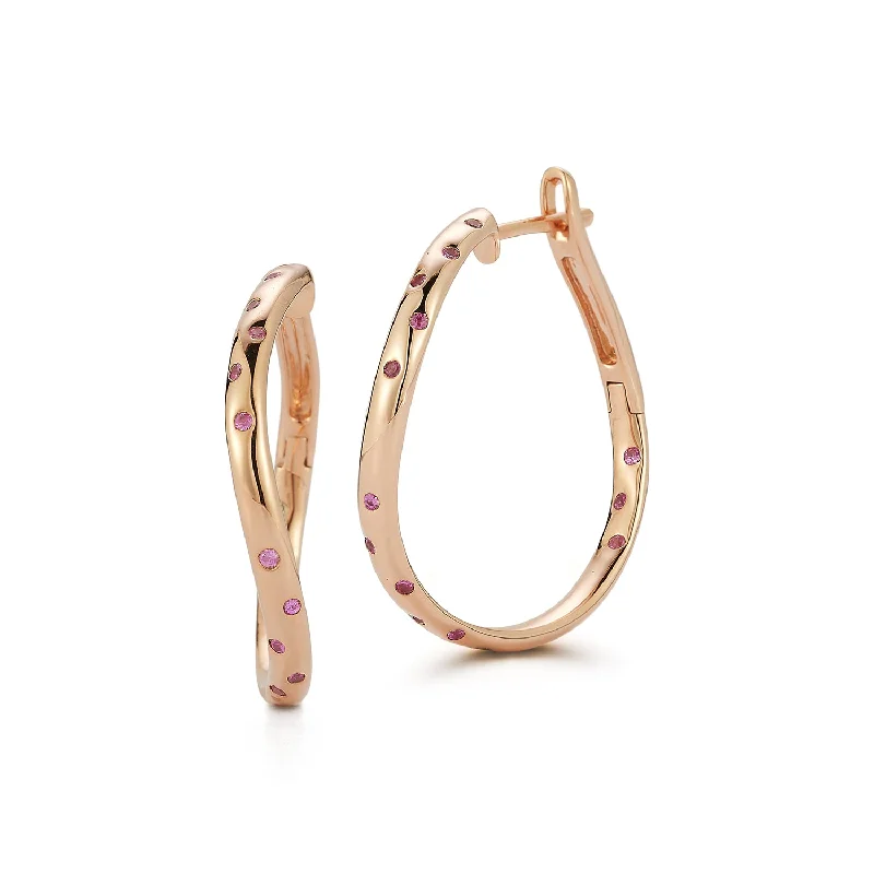 Don't Miss Our Biggest Jewelry Sale Of The Season JULIAN 18K GOLD AND PINK SAPPHIRE CURVED HOOP EARRINGS