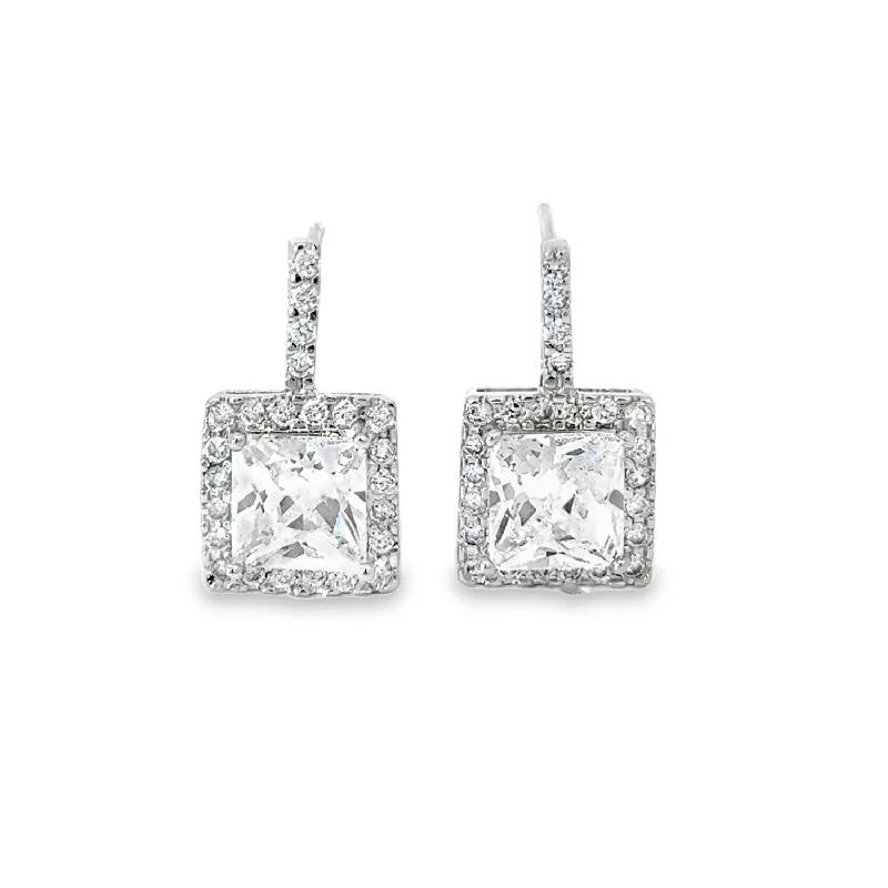 Get The Jewelry You Love At A Price You Love Kelsey 18k White Gold Plated Silver Crystal Drop Earrings with Simulated Diamond  Crystals