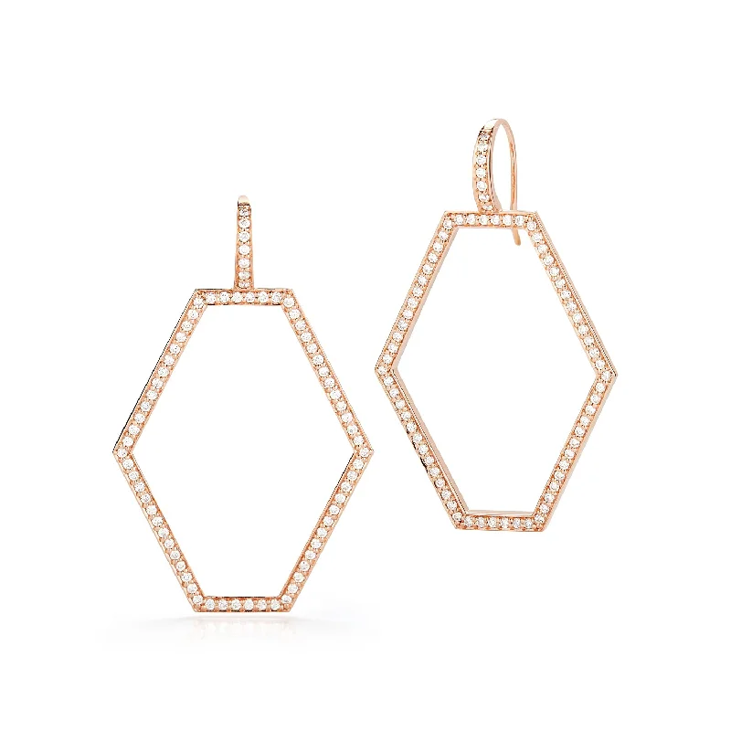 The Perfect Jewelry Piece At The Perfect Discount KEYNES 18K MEDIUM OPEN HEXAGON DIAMOND EARRINGS