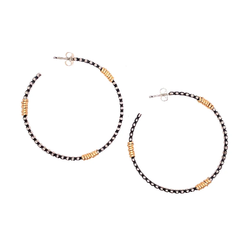 Get Your Favorite Jewelry At The Best Price Large Front Facing Bead Hoop with Wraps Earrings (E1649)
