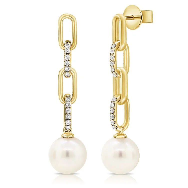 Seasonal Jewelry Sale – Upgrade Your Style Today Large Pearl & Chain Pave Earrings