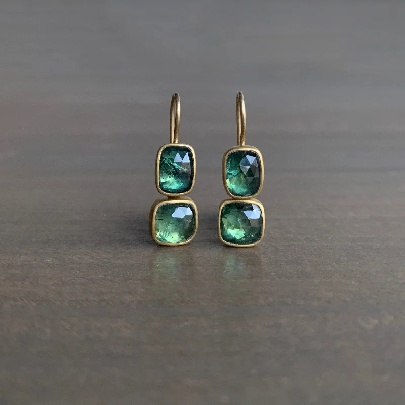 Timeless Elegance At Unbelievable Discounts Bluegreen Sapphire Double Drop Earrings