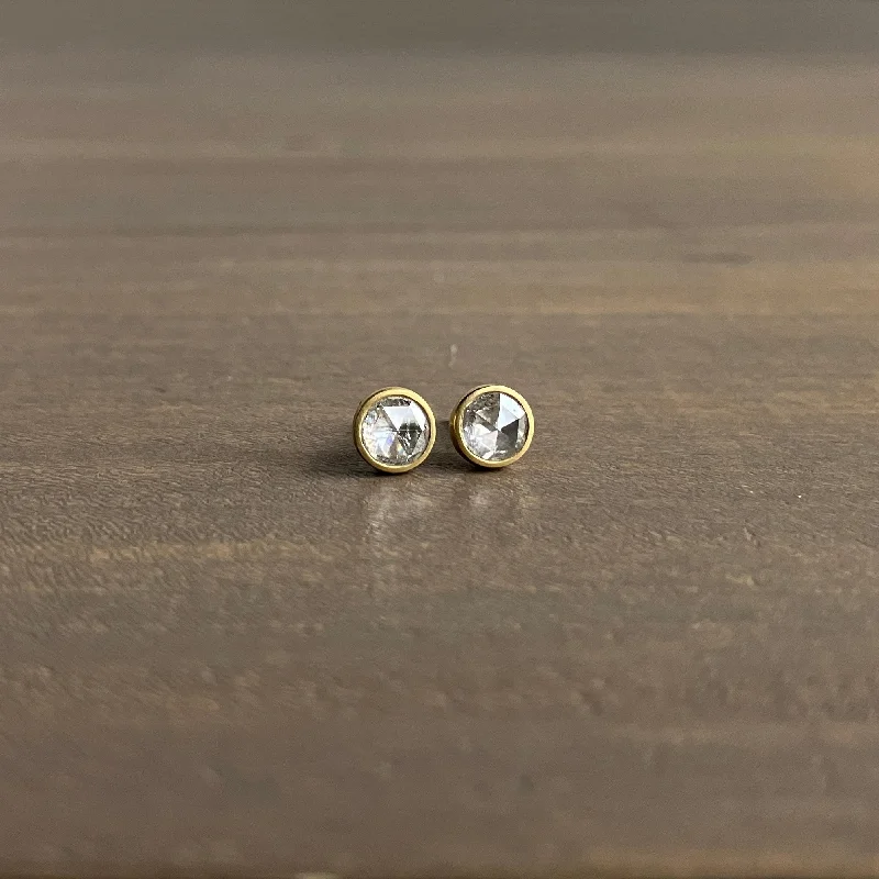 Personalized Engraved Jewelry For Meaningful Gifts Round Icy Rose Cut Diamond Studs