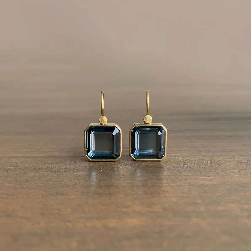 Grab Stylish Jewelry Before The Sale Ends London Blue Topaz Octagon Cube Drop Earrings