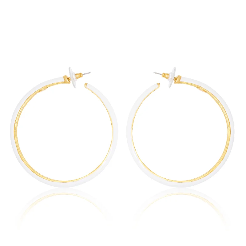 Romantic Heart-Shaped Jewelry For Special Gifts Luxe Ivory & Gold Statement Hoop Earrings Romantic Heart-Shaped Jewelry For Special Gifts Luxe Ivory & Gold Statement Hoop Earrings