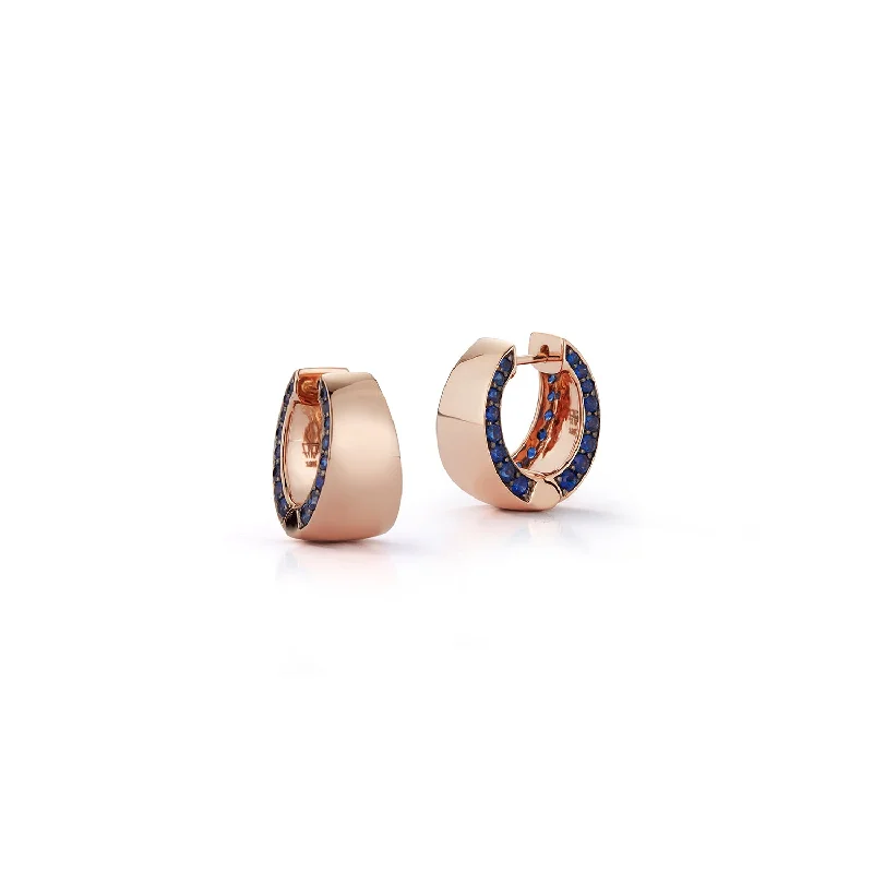 Gorgeous Jewelry, Limited-Time Savings LYTTON 18K HOOPS WITH BLUE SAPPHIRE EDGE