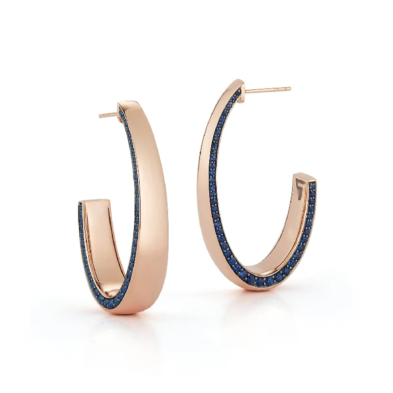 Affordable Luxury Jewelry – Style At A Great Price LYTTON 18K LONG HOOP WITH SAPPHIRE EDGE
