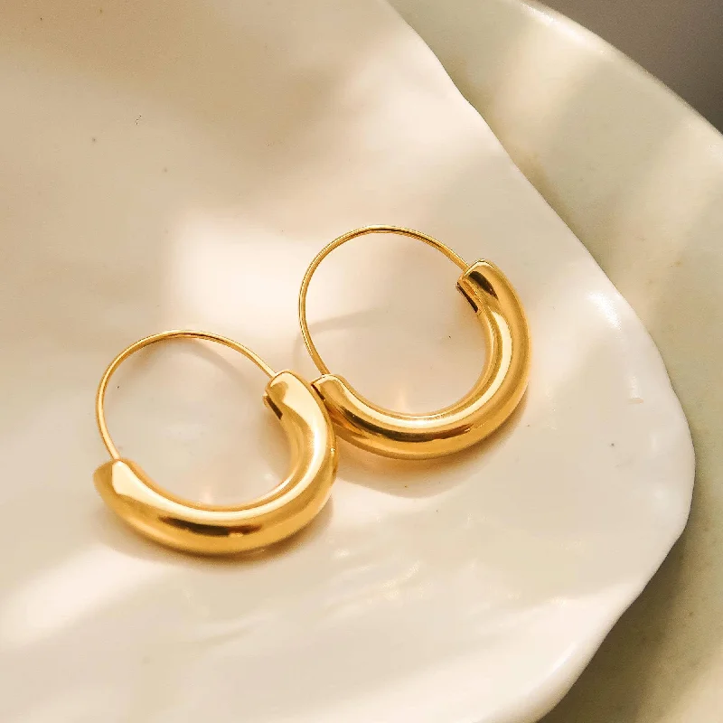 Timeless Elegance At Unbelievable Discounts Mackenzie Non-Tarnish U-Shape Gold Hoop Earring