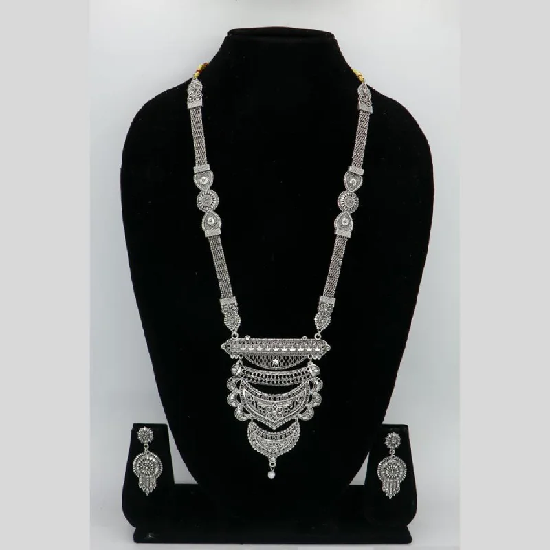 Special Deals On Handcrafted And Designer Jewelry Mahavir Oxidised Plated Long Necklace Set Special Deals On Handcrafted And Designer Jewelry Mahavir Oxidised Plated Long Necklace Set