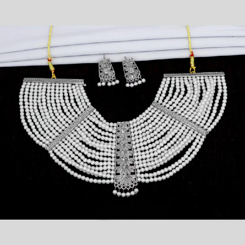 Elegant Rose Gold Jewelry For A Stylish Touch Mahavir Oxidised Plated Choker And Pearls Necklace Set Elegant Rose Gold Jewelry For A Stylish Touch Mahavir Oxidised Plated Choker And Pearls Necklace Set
