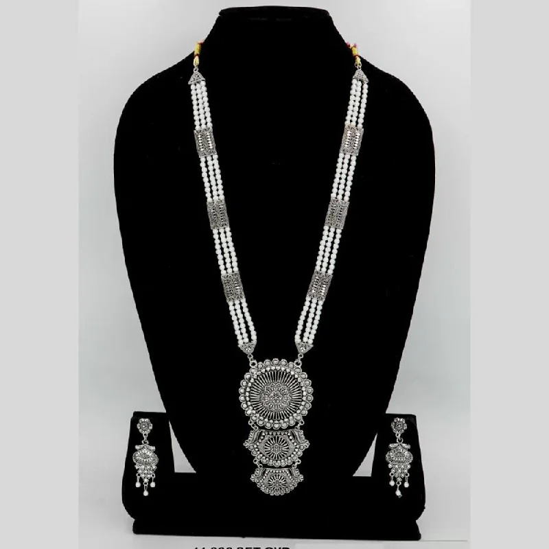 Modern Statement Jewelry For Bold Styling Mahavir Oxidised Plated Long Necklace Set Modern Statement Jewelry For Bold Styling Mahavir Oxidised Plated Long Necklace Set
