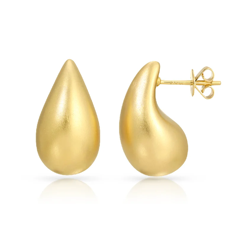 Luxury Handcrafted Jewelry For Elegant Looks Matte Drop Golden Earrings