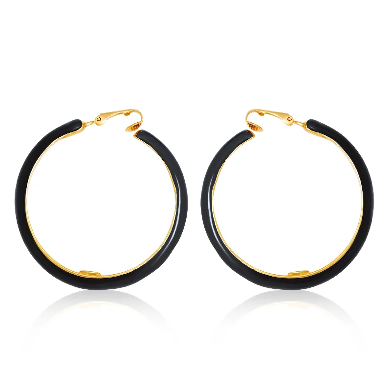 Premium Diamond Jewelry For Unforgettable Moments Midnight Glam Clip-On Hoop Earrings Premium Diamond Jewelry For Unforgettable Moments Midnight Glam Clip-On Hoop Earrings