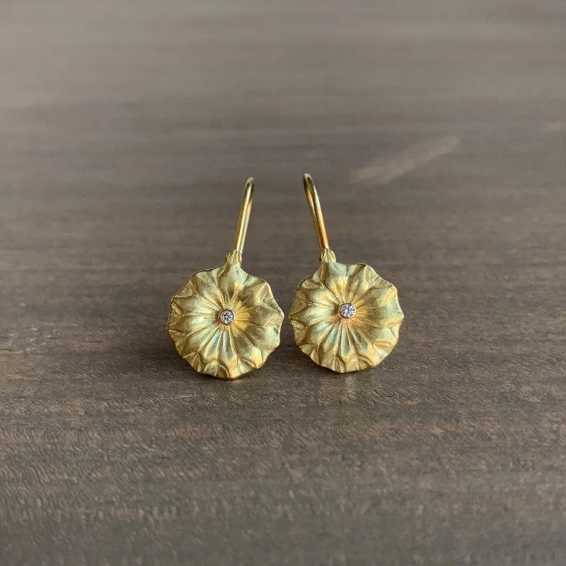 Don't Miss These Dazzling Jewelry Discounts Gold Lotus Earrings with Diamonds
